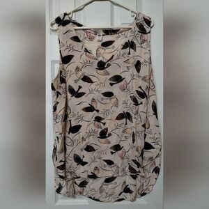 Old Navy Size XL Bird Print Blouse - Black, Pink, Cream